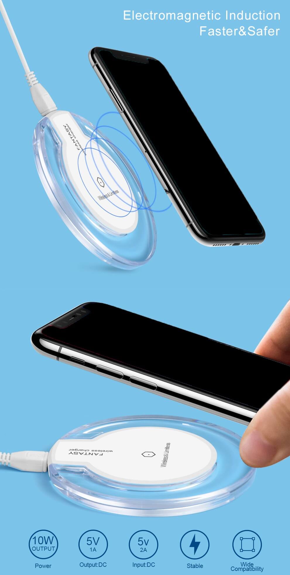 Qi Wireless Charger Charging Power Pad Slim Receiver for iPhone X