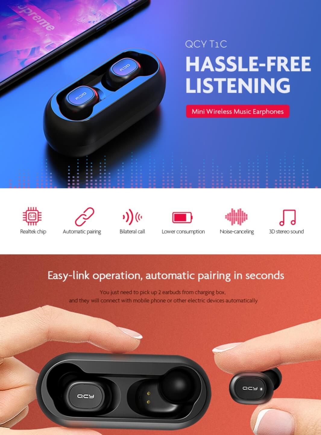 Mini Bluetooth 5.0 Wireless Music Earphones 